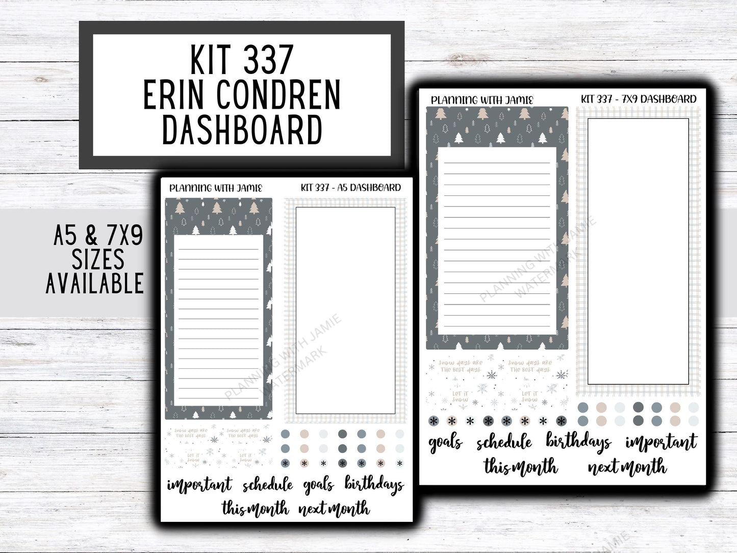 KIT 337 Erin Condren Dashboard Sticker Kit || Dashboard Monthly Sticker || Erin Condren Dashboard Sticker || WINTER Stickers
