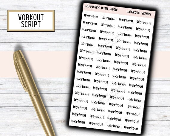 WORKOUT Stickers, Workout Script, Planner Stickers, Mom Planning Stickers, Fitness Stickers