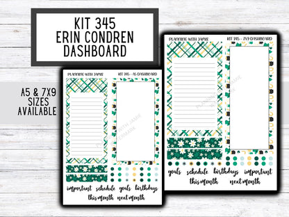 KIT 345 Erin Condren Dashboard Sticker Kit || Dashboard Monthly Sticker || Erin Condren Dashboard Sticker || ST PATRICKS Stickers | SPRING Stickers