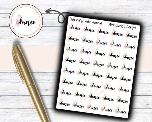 DANCE Sticker, Ballet, Dance Script Stickers, Dance Icon Stickers, Dance Stickers for Planner