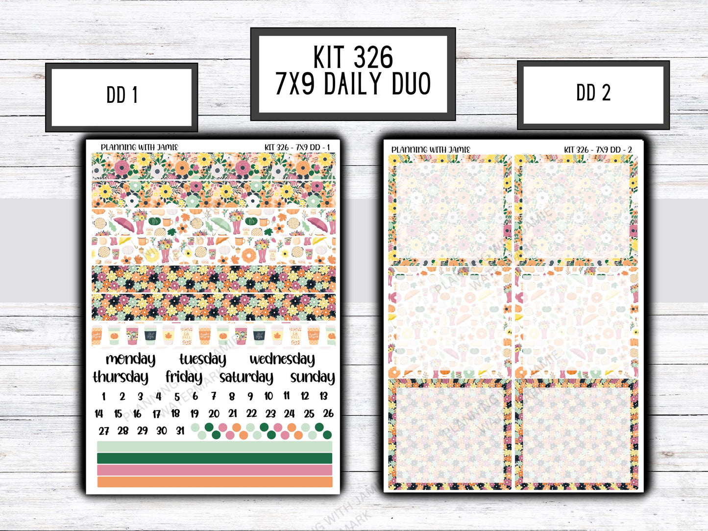 Kit 326 Erin Condren Daily Duo || Weekly Sticker Kit || Daily Duo Stickers || FLOWER STICKERS