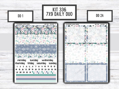 Kit 336 Erin Condren Daily Duo || Weekly Sticker Kit || Daily Duo Stickers || WINTER Stickers || FLOWER STICKERS