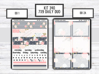 Kit 340 Erin Condren Daily Duo || Weekly Sticker Kit || Daily Duo Stickers || Erin Condren Stickers || Pretty STICKERS || Flower Stickers