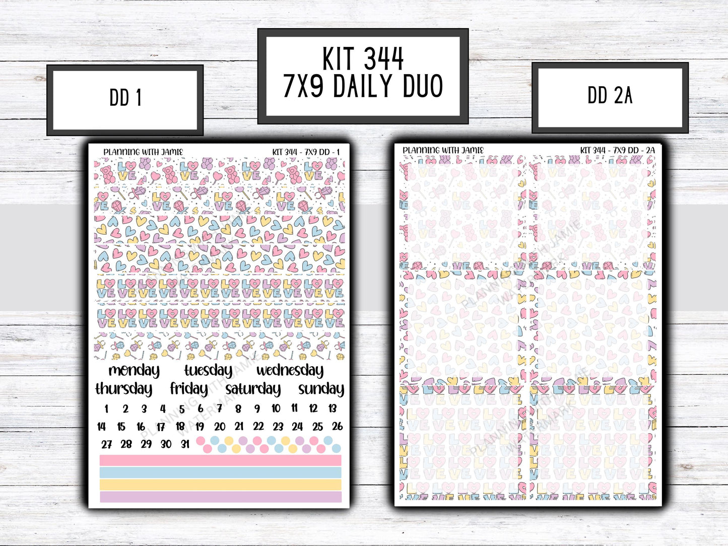 Kit 344 Erin Condren Daily Duo || Weekly Sticker Kit || Daily Duo Stickers || Erin Condren Stickers || VALENTINES STICKERS || CUTE Stickers