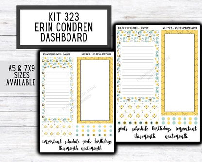 KIT 323 Erin Condren Dashboard Sticker Kit || Dashboard Monthly Sticker || Erin Condren Dashboard Sticker || BEE Stickers