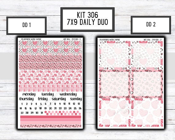 Kit 306 Erin Condren Daily Duo || Weekly Sticker Kit || Daily Duo Stickers || VALENTINES STICKERS