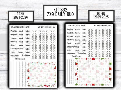 Kit 332 Erin Condren Daily Duo || Weekly Sticker Kit || Daily Duo Stickers || WINTER Stickers || CHRISTMAS STICKERS