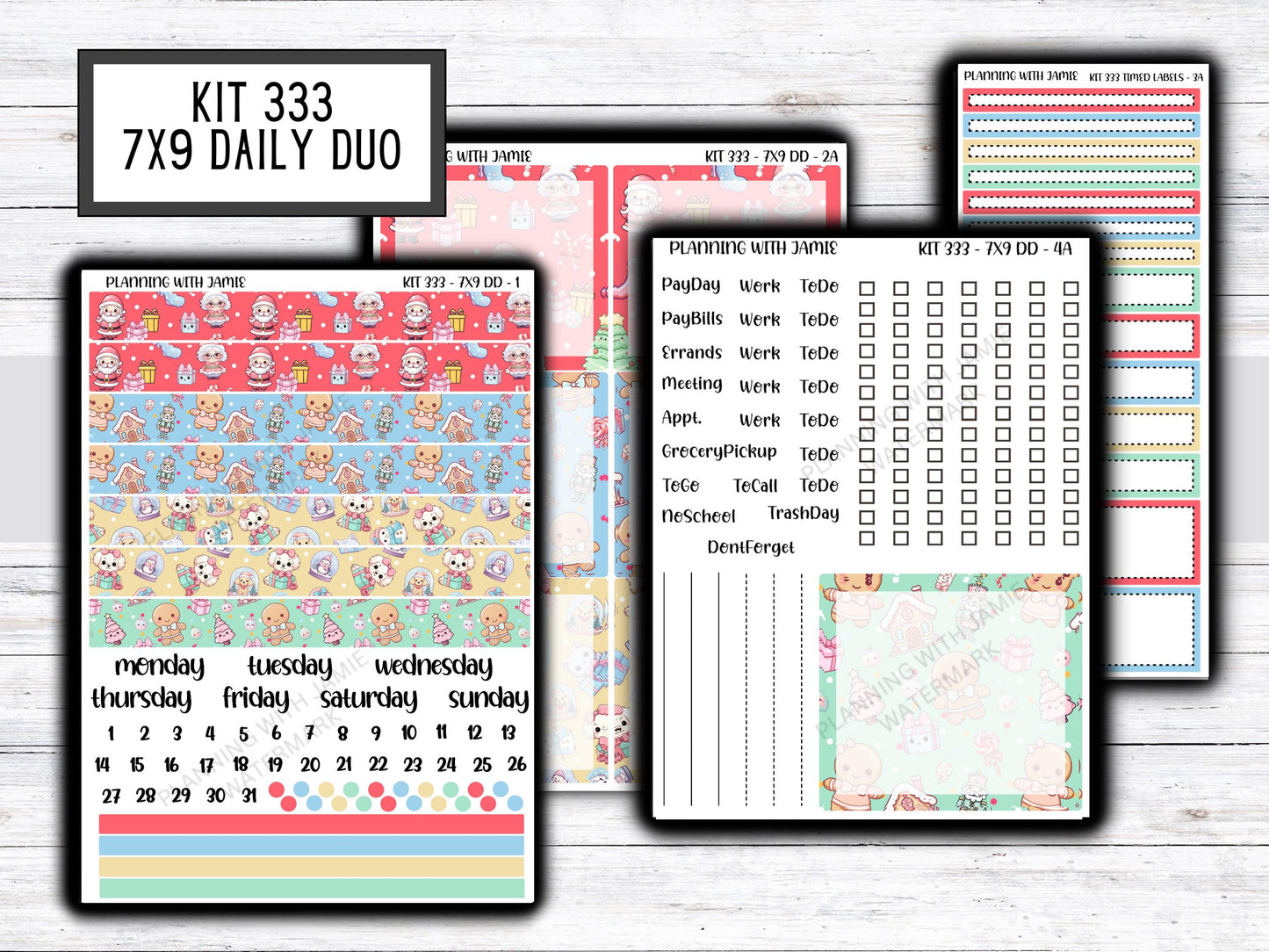 Kit 333 Erin Condren Daily Duo || Weekly Sticker Kit || Daily Duo Stickers || WINTER Stickers || CHRISTMAS STICKERS