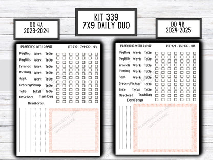 Kit 339 Erin Condren Daily Duo || Weekly Sticker Kit || Daily Duo Stickers || Erin Condren Stickers || Pretty STICKERS