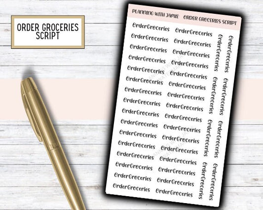 ORDER GROCERIES Planner Stickers, Order Groceries Sticker, Grocery Script, Planner Stickers, Mom Planning Stickers,  Grocery Stickers