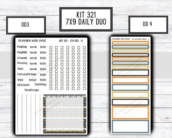 Kit 321 Erin Condren Daily Duo || Weekly Sticker Kit || Daily Duo Stickers || FATHERS DAY STICKERS || DAD STICKERS