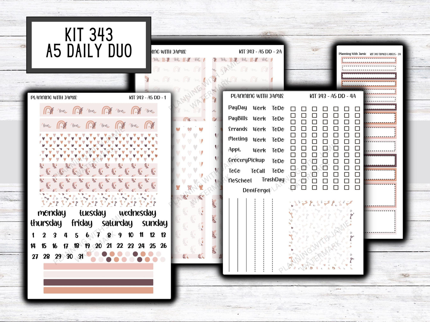 Kit 343 Erin Condren Daily Duo || Weekly Sticker Kit || Daily Duo Stickers || Erin Condren Stickers || VALENTINES STICKERS || BOHO Stickers
