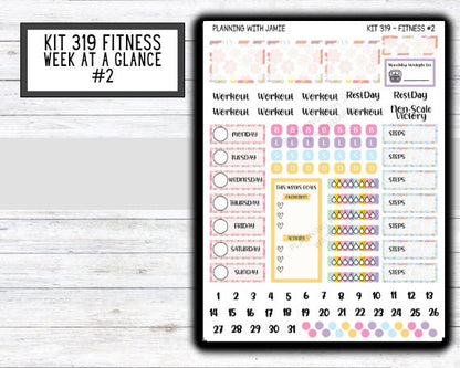 Kit 319 Weekly Fitness Sticker Kit || Weekly Sticker Kit || Happy Planner Fitness Stickers || FITNESS STICKERS | Workout Stickers