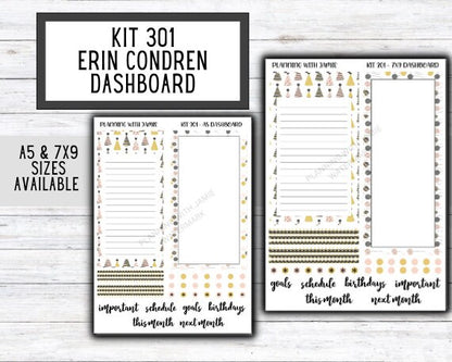 KIT 301 Erin Condren Dashboard Sticker Kit || Dashboard Monthly Sticker || Erin Condren Dashboard Sticker || PARTY Stickers