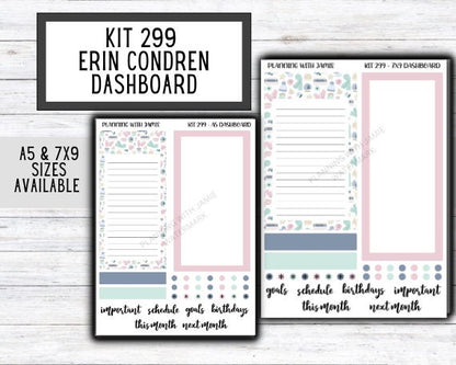 KIT 299 Erin Condren Dashboard Sticker Kit || Dashboard Monthly Sticker || Erin Condren Dashboard Sticker || WINTER Stickers