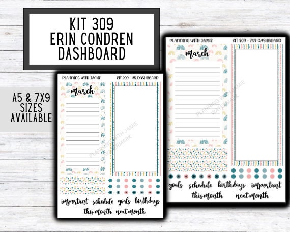 KIT 309 Erin Condren Dashboard Sticker Kit || Dashboard Monthly Sticker || Erin Condren Dashboard Sticker || SUMMER Stickers || BOHO RAINBOW
