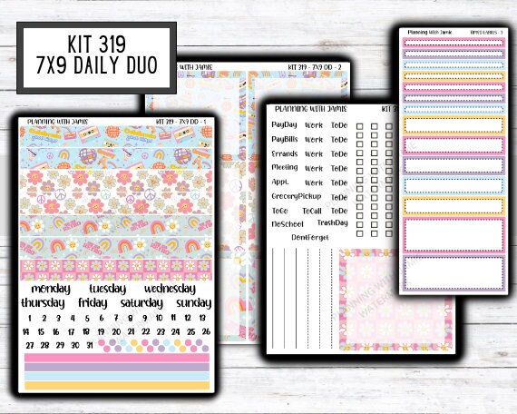 Kit 319 Erin Condren Daily Duo || Weekly Sticker Kit || Daily Duo Stickers || SUMMER STICKERS SPRING STICKERS