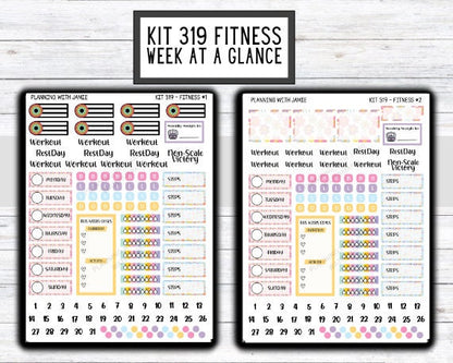 Kit 319 Weekly Fitness Sticker Kit || Weekly Sticker Kit || Happy Planner Fitness Stickers || FITNESS STICKERS | Workout Stickers