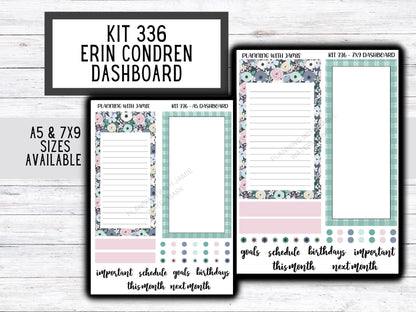 KIT 336 Erin Condren Dashboard Sticker Kit || Dashboard Monthly Sticker || Erin Condren Dashboard Sticker || FLORAL Stickers | SPRING Stickers