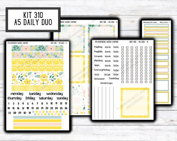 Kit 310 Erin Condren Daily Duo || Weekly Sticker Kit || Daily Duo Stickers || SPRING STICKERS || FLORAL STICKERS