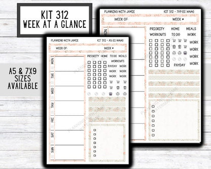 Kit 312 Week At A Glance Sticker || Week At A Glance Planner Sticker Kit || Weekly Overview Stickers || Daily Duo Stickers || SPRING STICKERS