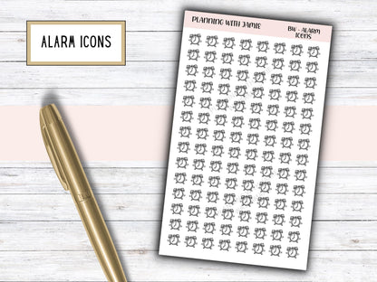 ALARM ICONS, Alarm Clock Stickers, Daily Icon Stickers, Planning Sticker, Planner Stickers, Schedule Stickers