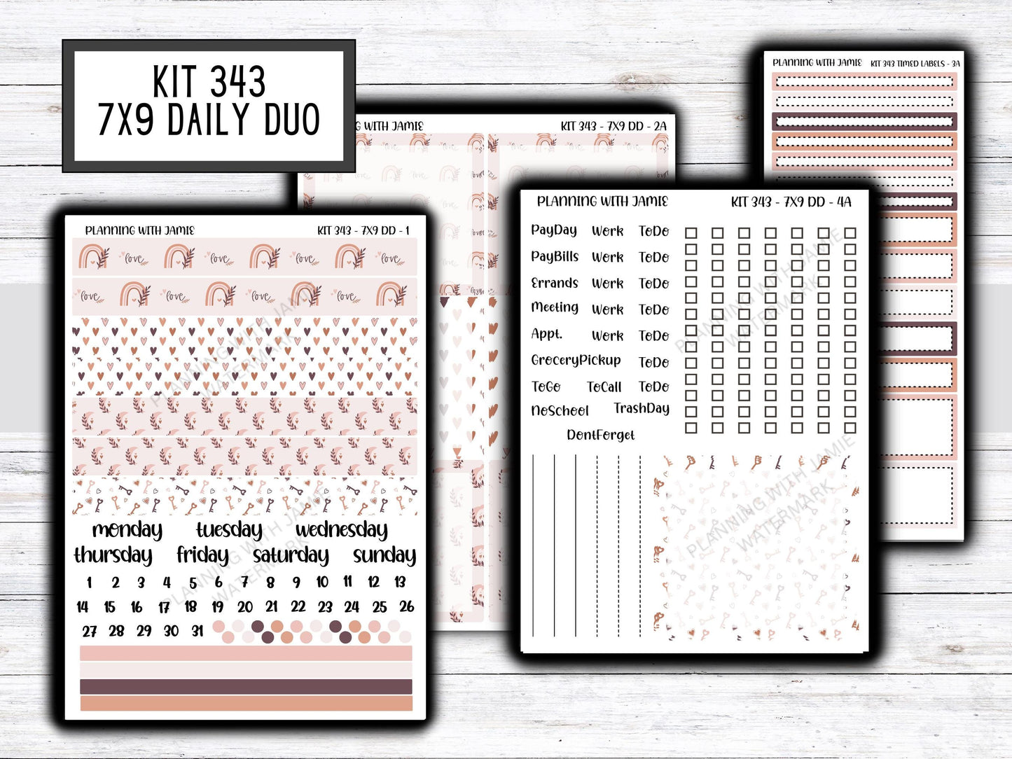 Kit 343 Erin Condren Daily Duo || Weekly Sticker Kit || Daily Duo Stickers || Erin Condren Stickers || VALENTINES STICKERS || BOHO Stickers