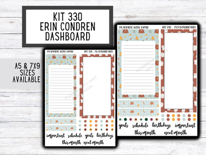 KIT 330 Erin Condren Dashboard Sticker Kit || Dashboard Monthly Sticker || FLOWER STICKERS || FALL STICKERS