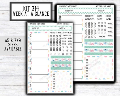 Kit 314 Week At A Glance Sticker || Week At A Glance Planner Sticker Kit || Weekly Overview Stickers || Daily Duo Stickers || SPRING STICKERS