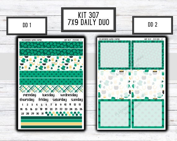 Kit 307 Erin Condren Daily Duo || Weekly Sticker Kit || Daily Duo Stickers || SPRING STICKERS || ST PATRICKS DAY STICKERS