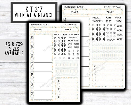 Kit 317 Week At A Glance Sticker || Week At A Glance Planner Sticker Kit || Weekly Overview Stickers || Daily Duo Stickers || SPRING STICKERS