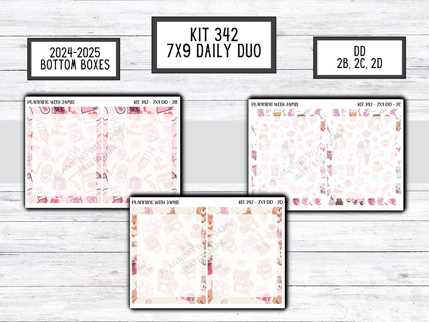 Kit 342 Erin Condren Daily Duo || Weekly Sticker Kit || Daily Duo Stickers || Erin Condren Stickers || VALENTINES STICKERS