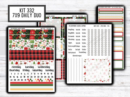 Kit 332 Erin Condren Daily Duo || Weekly Sticker Kit || Daily Duo Stickers || WINTER Stickers || CHRISTMAS STICKERS