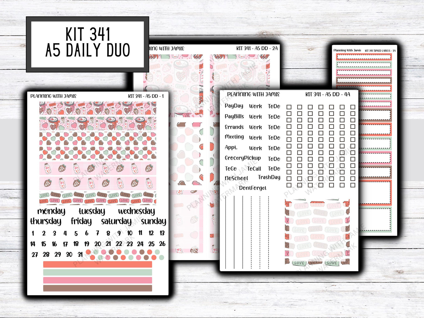 Kit 341 Erin Condren Daily Duo || Weekly Sticker Kit || Daily Duo Stickers || Erin Condren Stickers || VALENTINES STICKERS