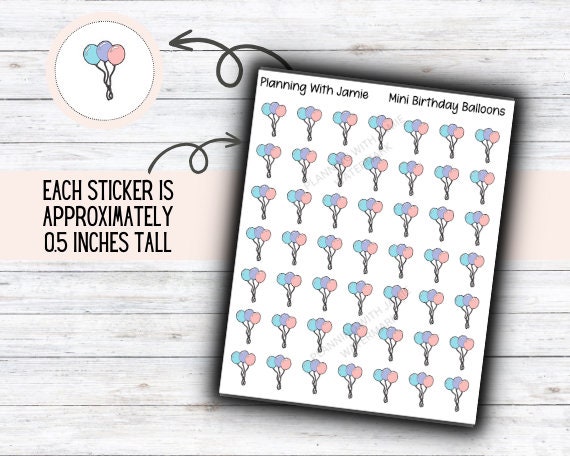 Birthday Stickers, Birthday Balloon Sticker, Birthday Balloon Stickers, Balloon Stickers, Planner Sticker
