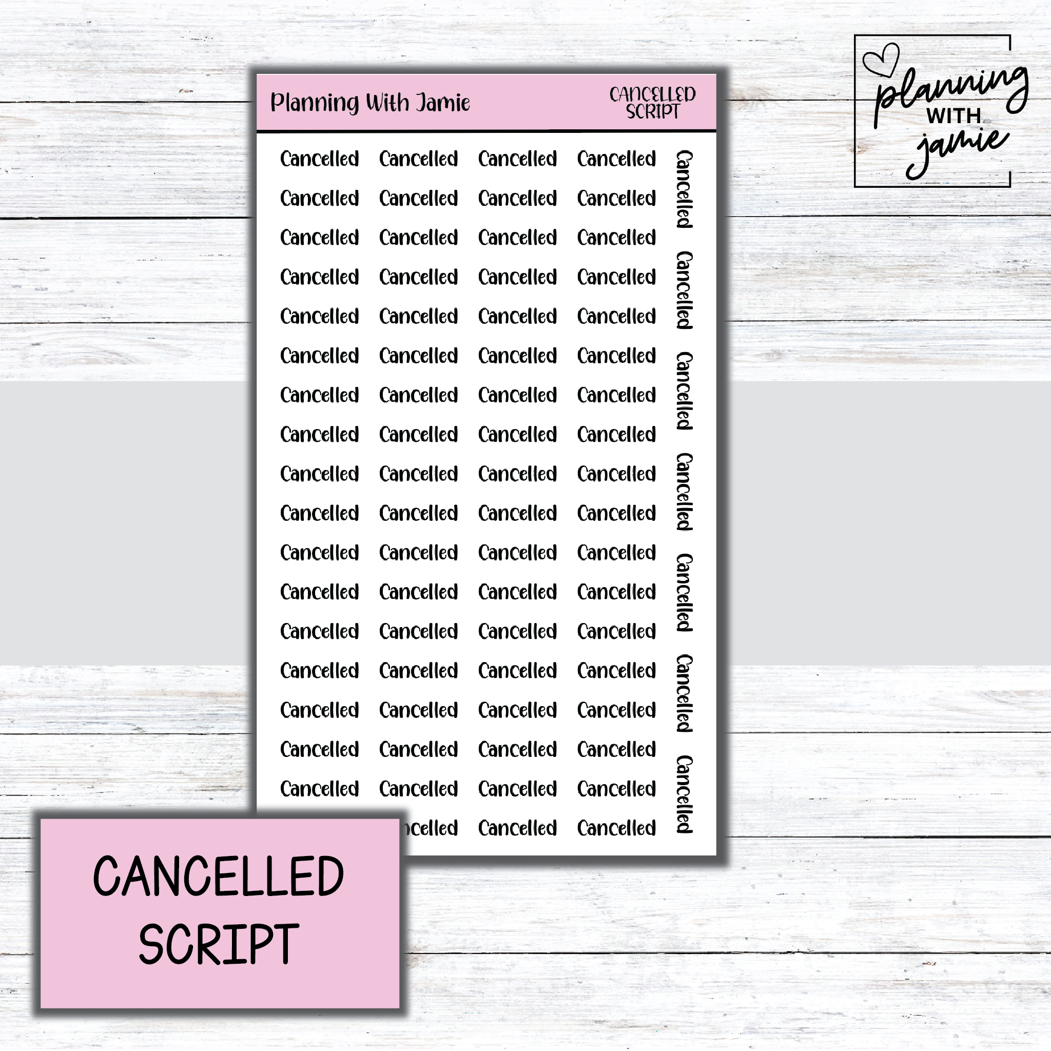 CANCELLED SCRIPT STICKER – Planning With Jamie