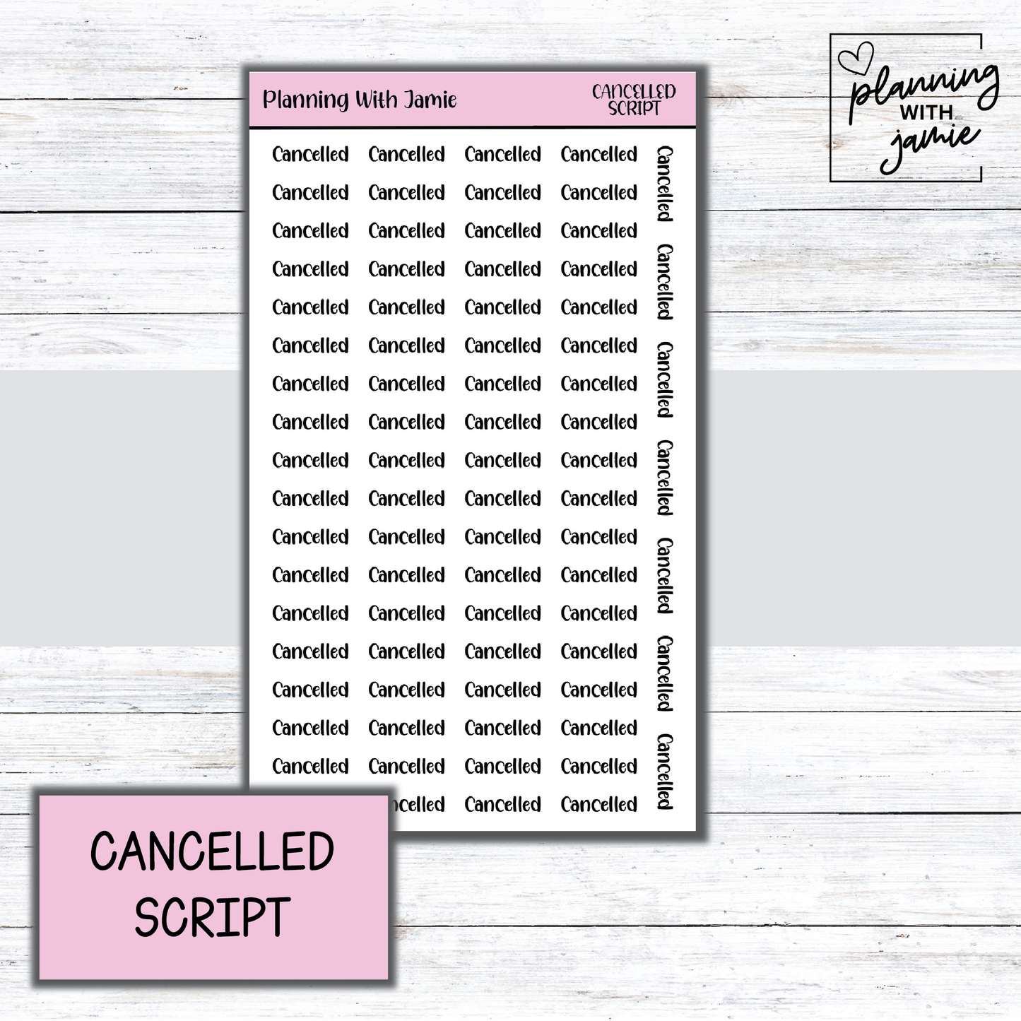 CANCELLED SCRIPT STICKER