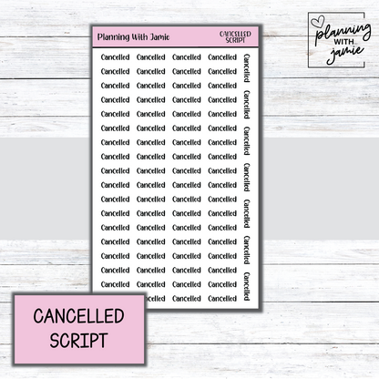 CANCELLED SCRIPT STICKER
