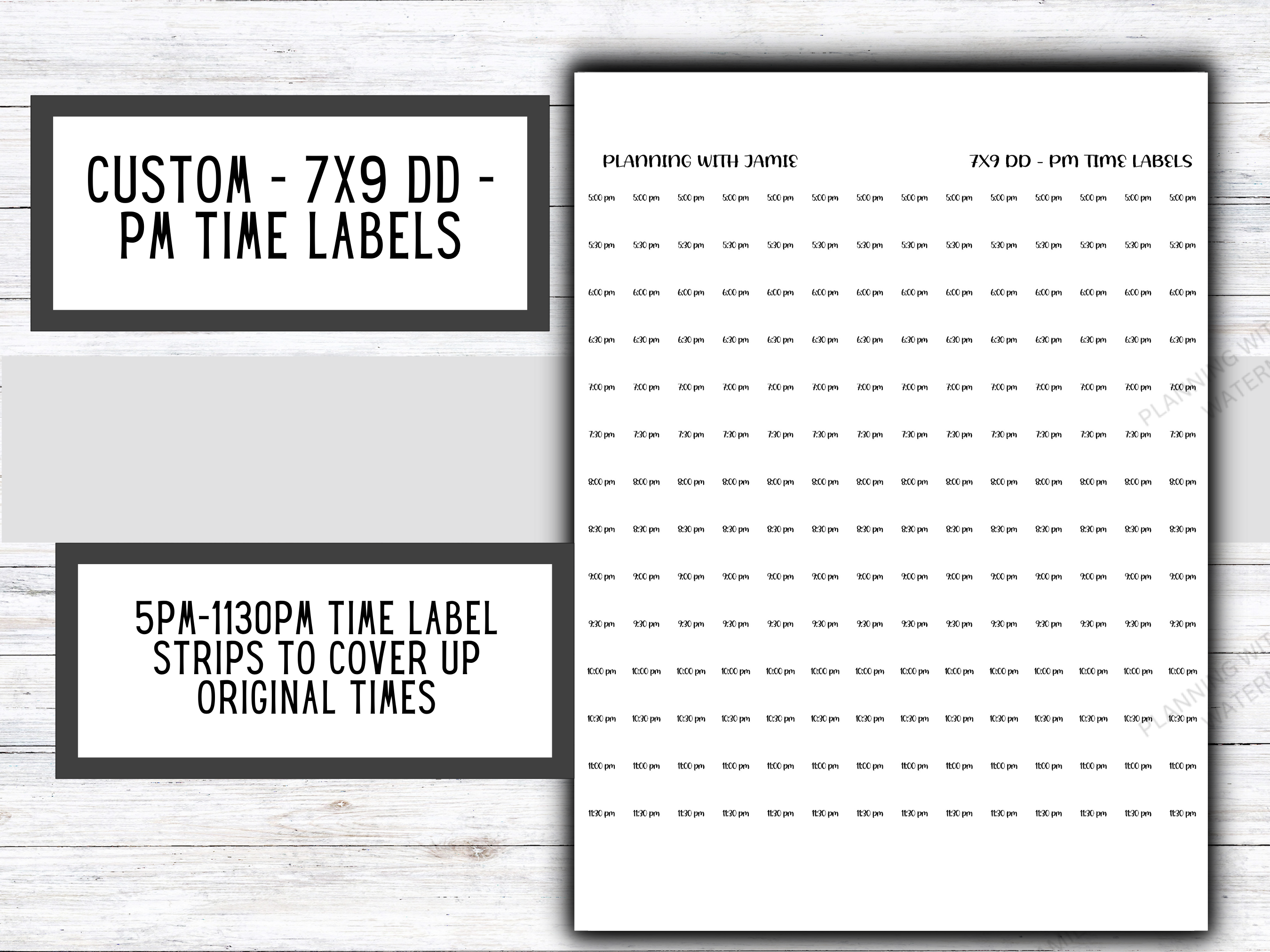 Fixation Time Label Custom - PM Time Label Strip – Planning With Jamie