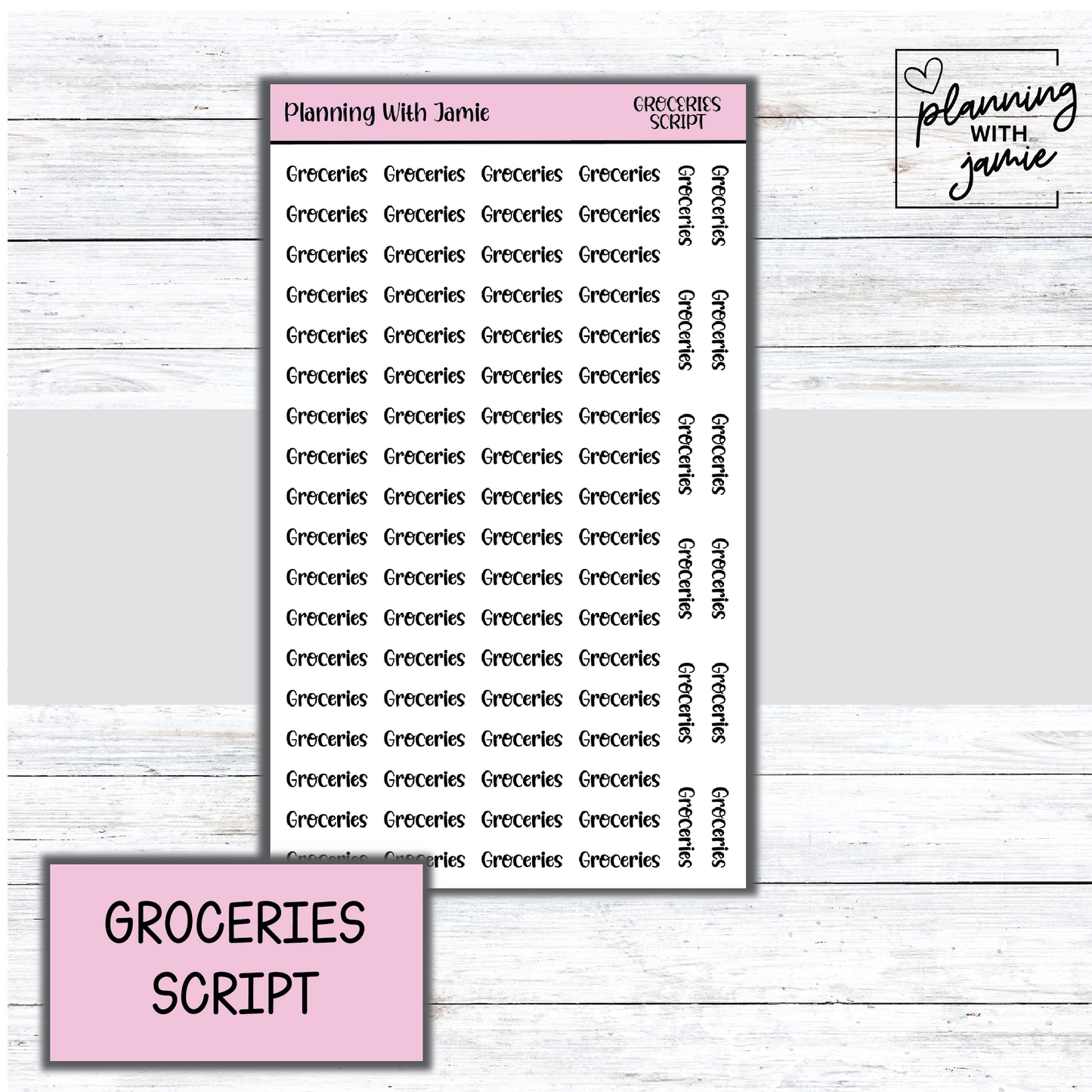 GROCERIES SCRIPT STICKER