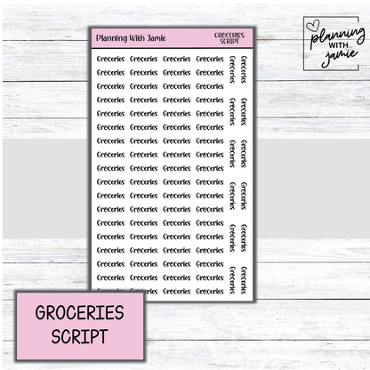 GROCERIES SCRIPT STICKER