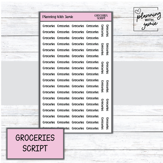 GROCERIES SCRIPT STICKER