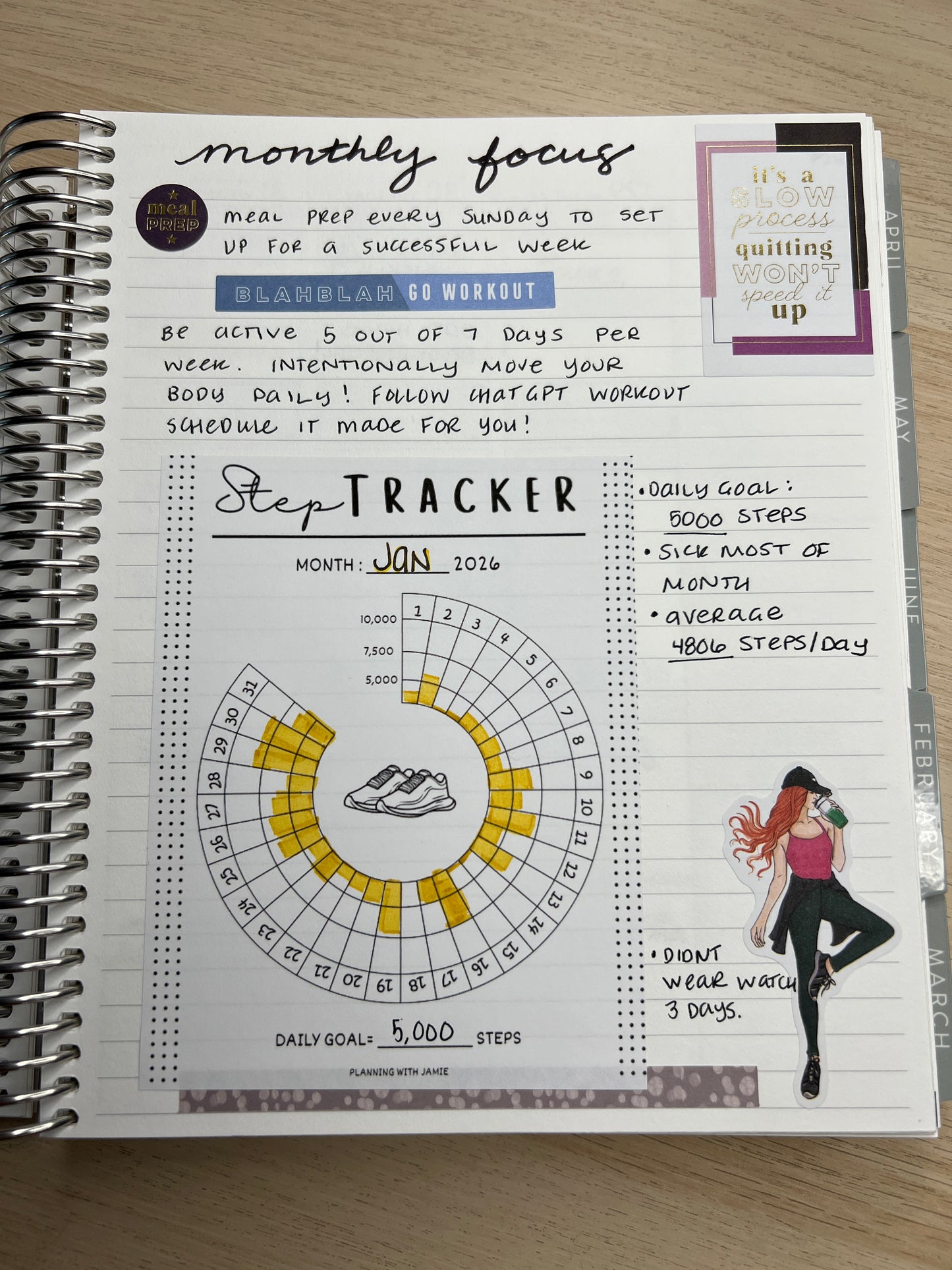 MONTHLY STEP TRACKER STICKER