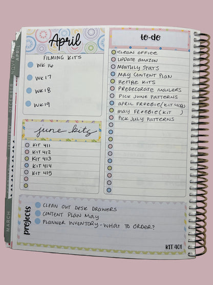 KIT 406 7X9 Erin Condren Monthly Dashboard Sticker Kit