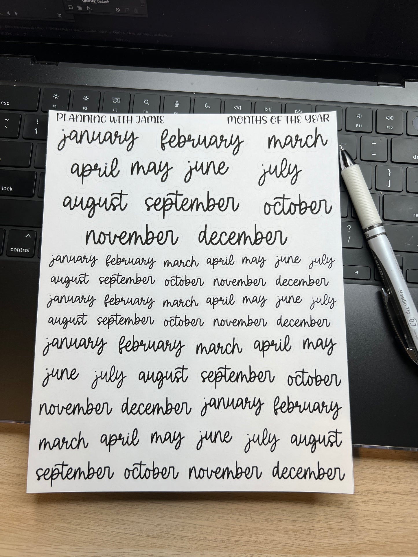 MONTHS OF THE YEAR SCRIPT STICKER