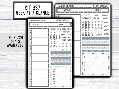 Kit 337 Week At A Glance Sticker || Week At A Glance Planner Sticker Kit || Weekly Overview Stickers || Daily Duo Stickers|| WINTER STICKERS || SWEATER WEATHER STICKERS