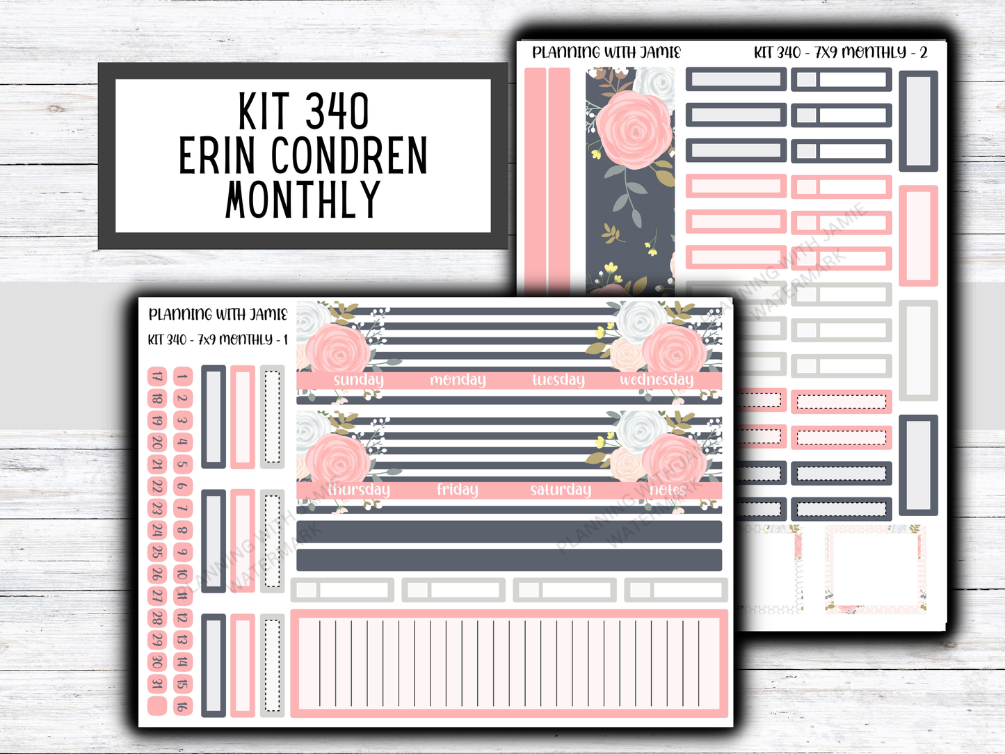 KIT 340 Erin Condren 7X9 Monthly Kit