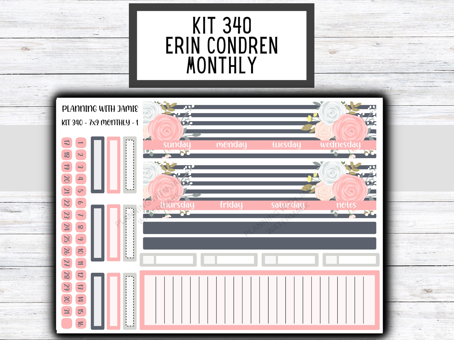 KIT 340 Erin Condren 7X9 Monthly Kit