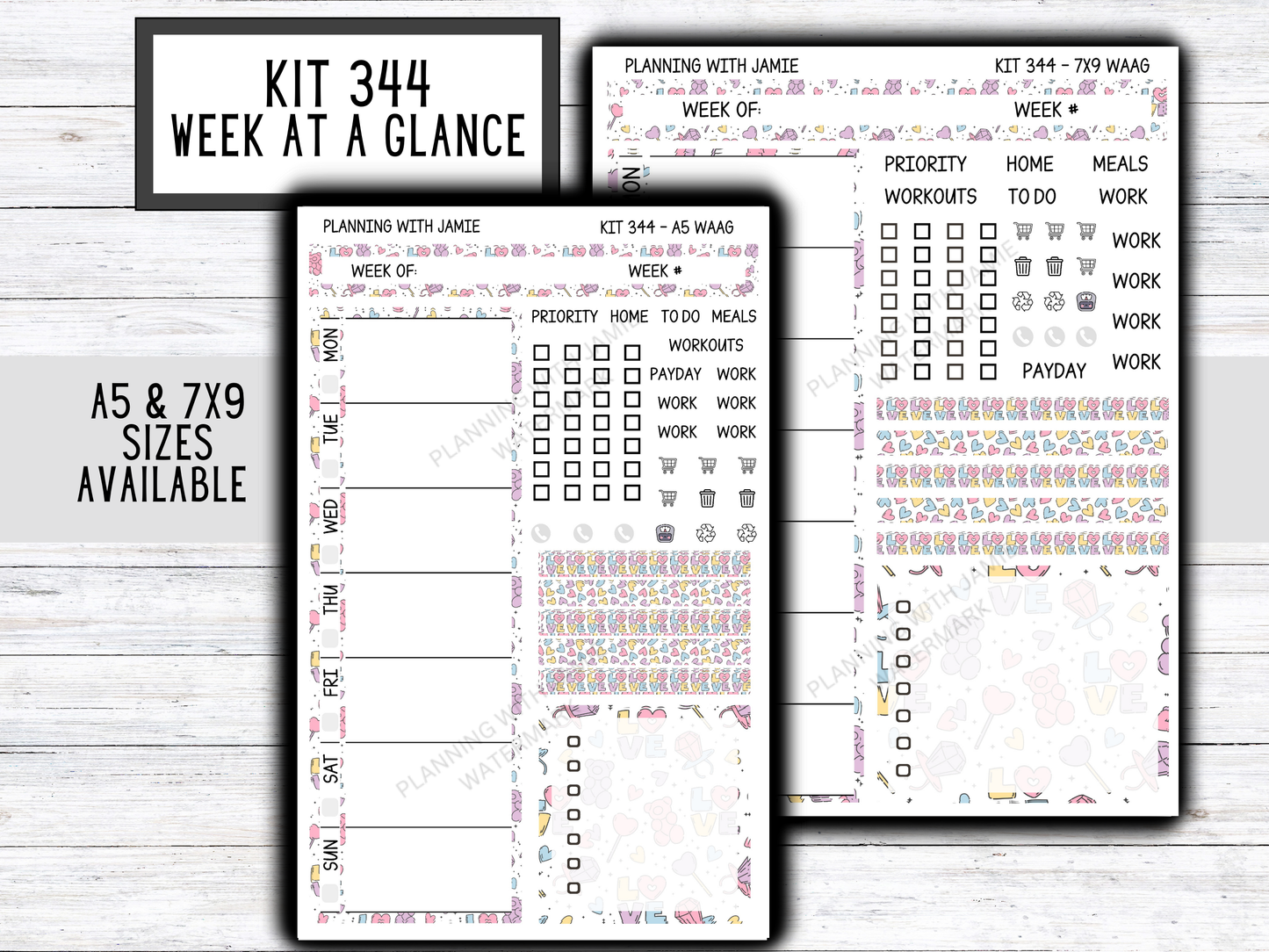 Kit 344 Week At A Glance Sticker || Week At A Glance Planner Sticker Kit || Weekly Overview Stickers || Daily Duo Stickers|| FUN STICKERS