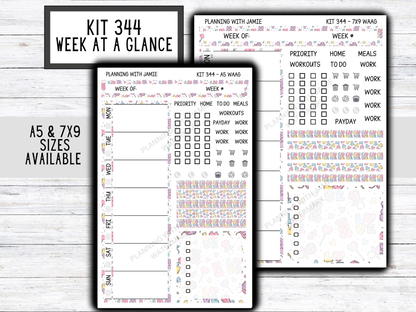 Kit 344 Week At A Glance Sticker || Week At A Glance Planner Sticker Kit || Weekly Overview Stickers || Daily Duo Stickers|| FUN STICKERS